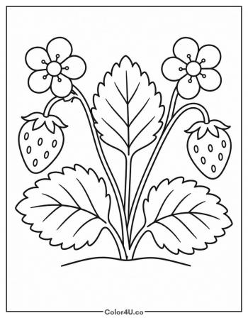 Strawberry Plant With Flowers coloring page
