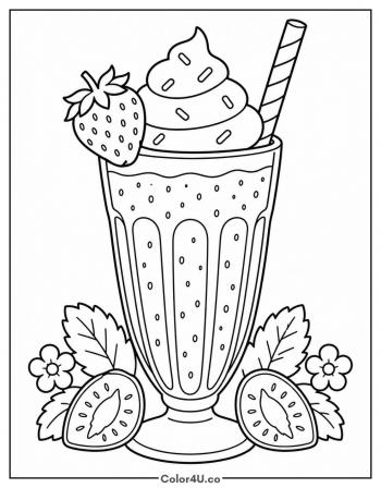 Strawberry Milkshake coloring page