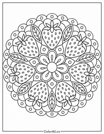 Strawberry Mandala coloring page