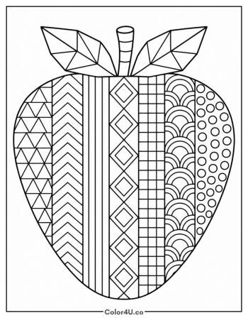 Patterned Strawberry Filled With Shapes coloring page