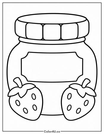 Strawberry Jam Jar coloring page