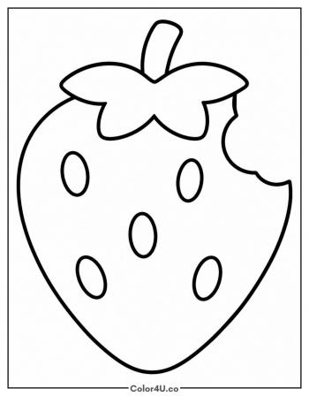 Strawberry With a Bite Taken Out coloring page