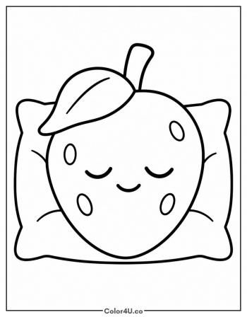 Sleepy Strawberry With Closed Eyes coloring page