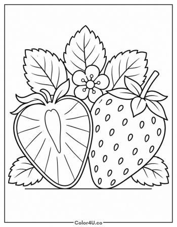 Strawberry Cut in Half coloring page