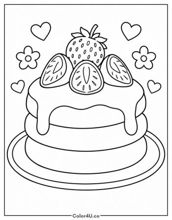 Strawberry Pancake Stack coloring page
