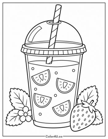 Strawberry Smoothie Cup coloring page
