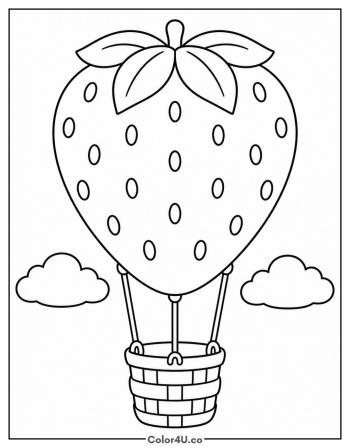 Strawberry Hot Air Balloon coloring page