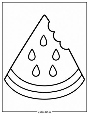 Watermelon Slice With a Bite coloring page