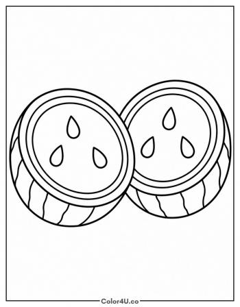 Two Watermelon Halves coloring page