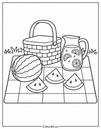 Watermelon Picnic Blanket coloring page