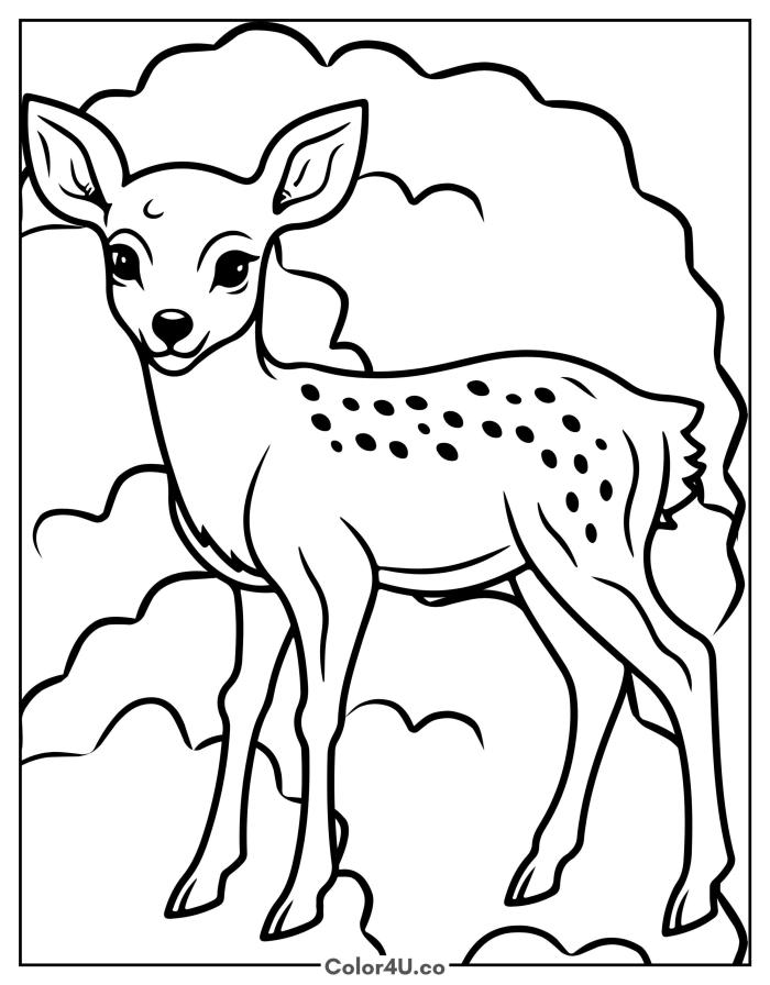 Deer in the Bushes Coloring Page