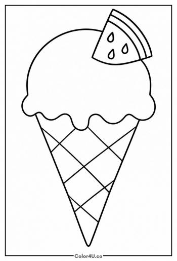 Watermelon Ice Cream Cone coloring page
