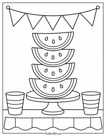 Watermelon Slice Tower coloring page