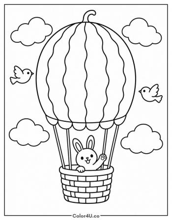 Watermelon Hot Air Balloon coloring page
