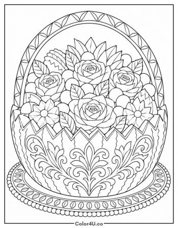Carved Watermelon Flower Basket coloring page