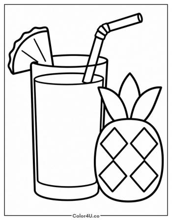 Pineapple Juice With a Straw coloring page
