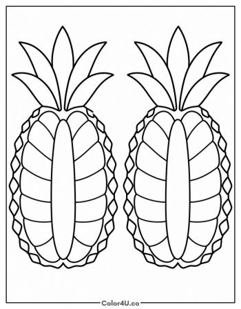 Pineapple Cut in Half coloring page