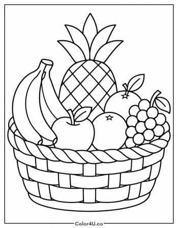 Pineapple Fruit Basket coloring page
