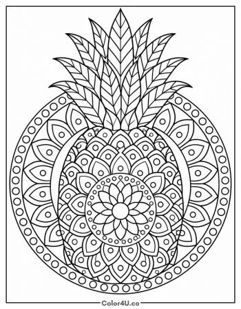 Pineapple Mandala coloring page