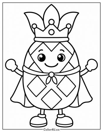 Royal Pineapple Wearing a Crown coloring page