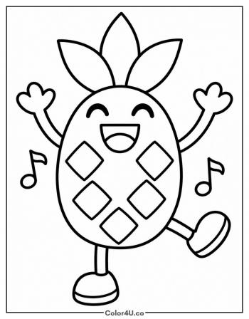 Dancing Pineapple coloring page
