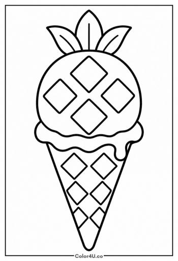 Pineapple Ice Cream Cone coloring page
