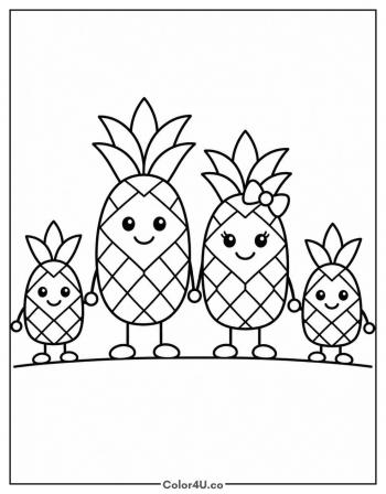Pineapple Family coloring page
