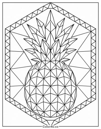 Geometric Pineapple coloring page