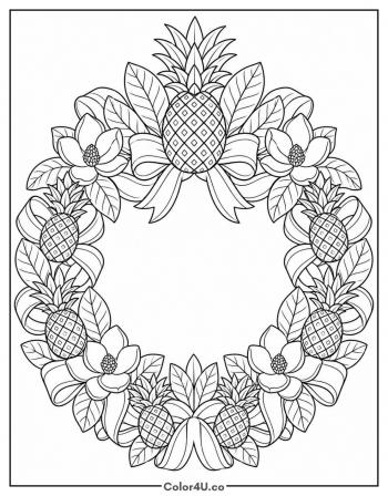 Pineapple Welcome Wreath coloring page