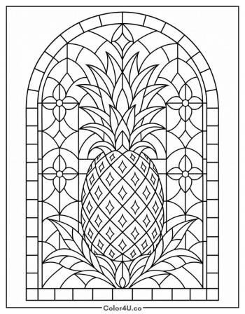 Stained Glass Pineapple coloring page