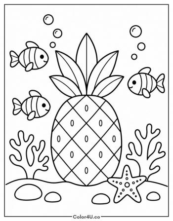 Pineapple Under the Sea coloring page