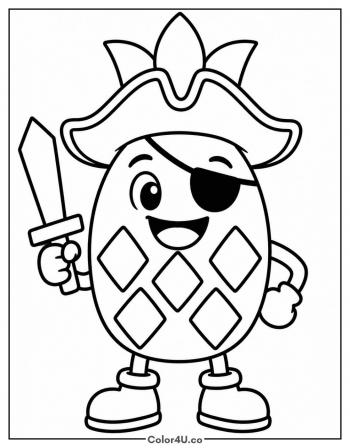 Pirate Pineapple coloring page