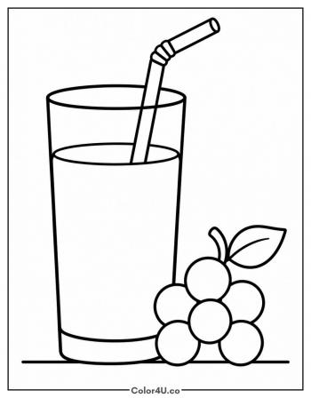 Glass of Grape Juice coloring page