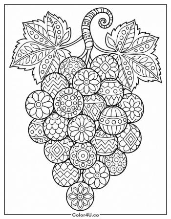Mandala Grape Cluster coloring page