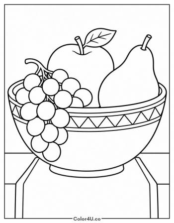 Grapes in a Fruit Bowl coloring page
