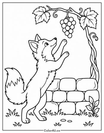 The Fox and the Grapes coloring page