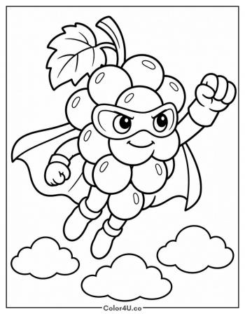 Superhero Grape coloring page