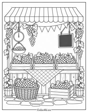 Grapes at the Farmers Market coloring page
