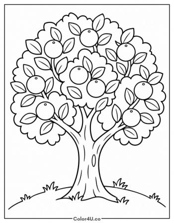 Orange Tree Full of Fruit coloring page