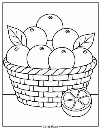 Basket of Oranges coloring page