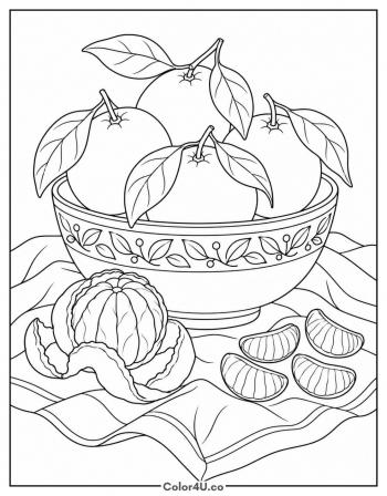 Realistic Orange Still Life coloring page