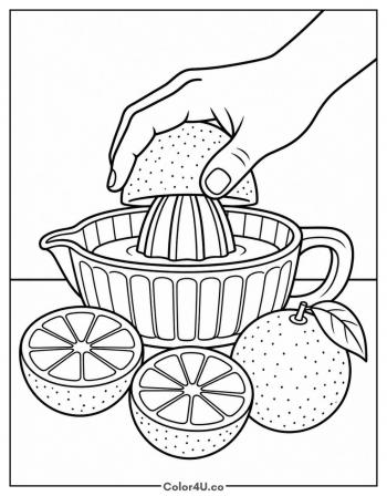 Hand Squeezing an Orange Half coloring page