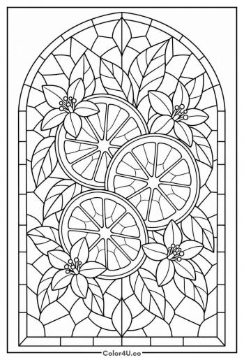 Stained Glass Orange Slices coloring page