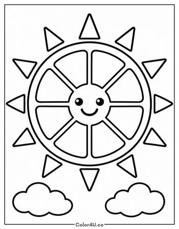 Orange Slice Sun coloring page