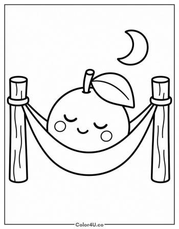 Sleepy Orange in a Hammock coloring page