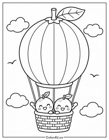 Orange Hot Air Balloon coloring page