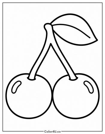 Two Cherries on One Stem coloring page