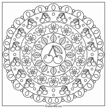 Cherry Mandala coloring page