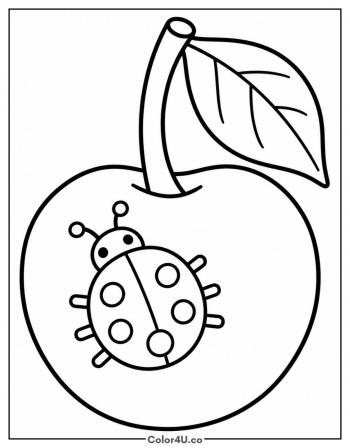 Ladybug on a Cherry coloring page