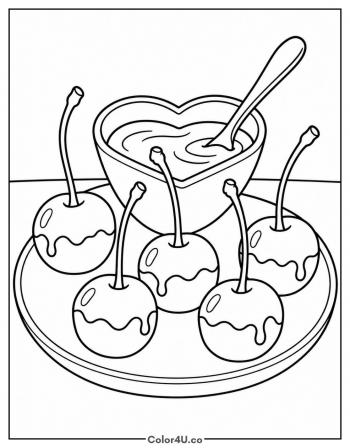 Chocolate-Dipped Cherries coloring page